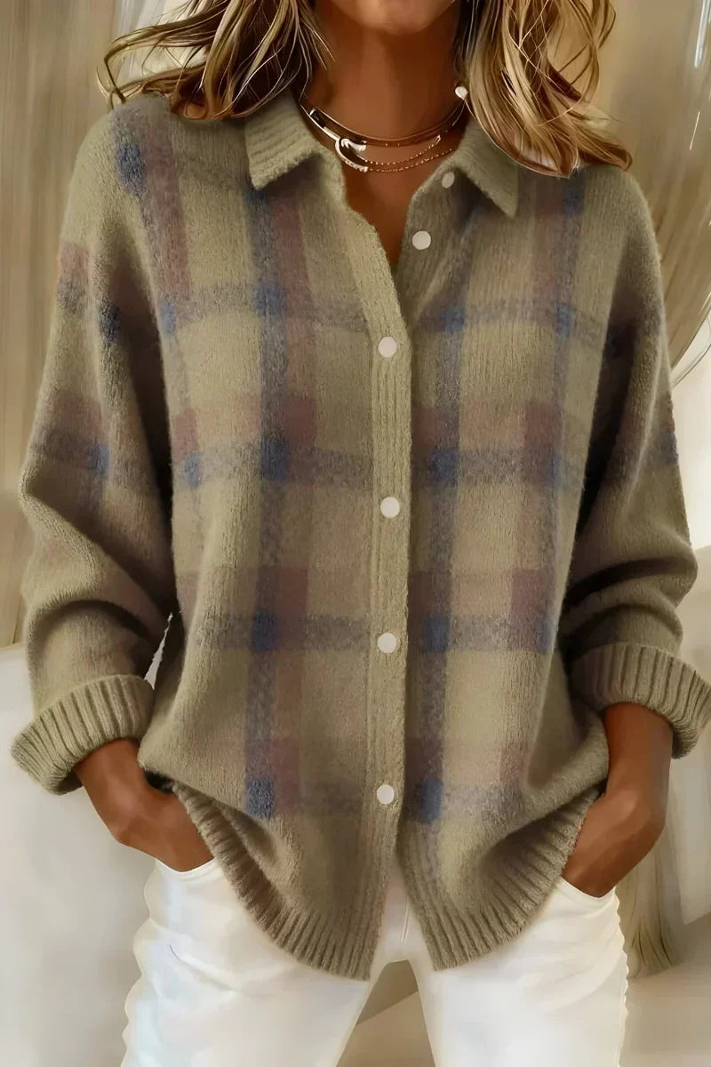 Taylor™ | Cardigan caldo a quadri in maglia