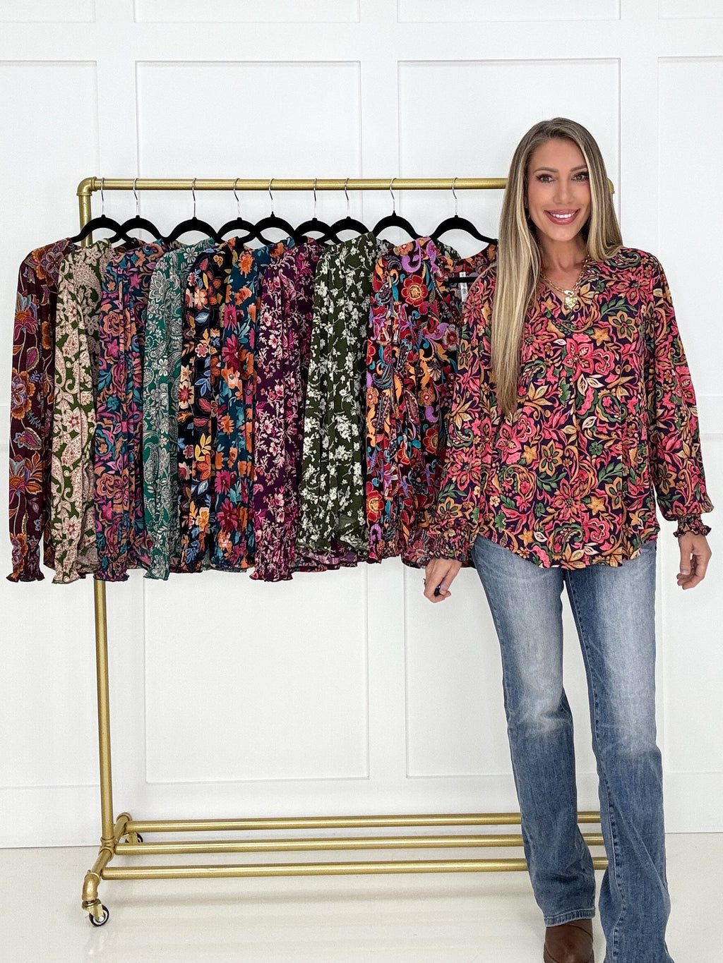 Dear Scarlett Wildflower Paisley Smocked Sleeve Lizzy