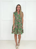Dear Scarlett Kelly Garden Tiered Flutter Sleeve Dress