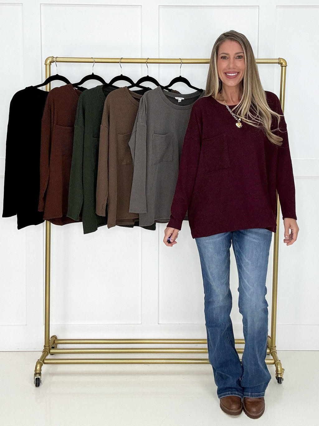 Dear Scarlett Hollis Ribbed Pocket Top