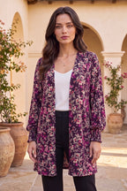 Dear Scarlett Berry Bloom Smocked Sleeve Cardigan