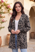 Dear Scarlett Vintage Noir Smocked Sleeve Cardigan