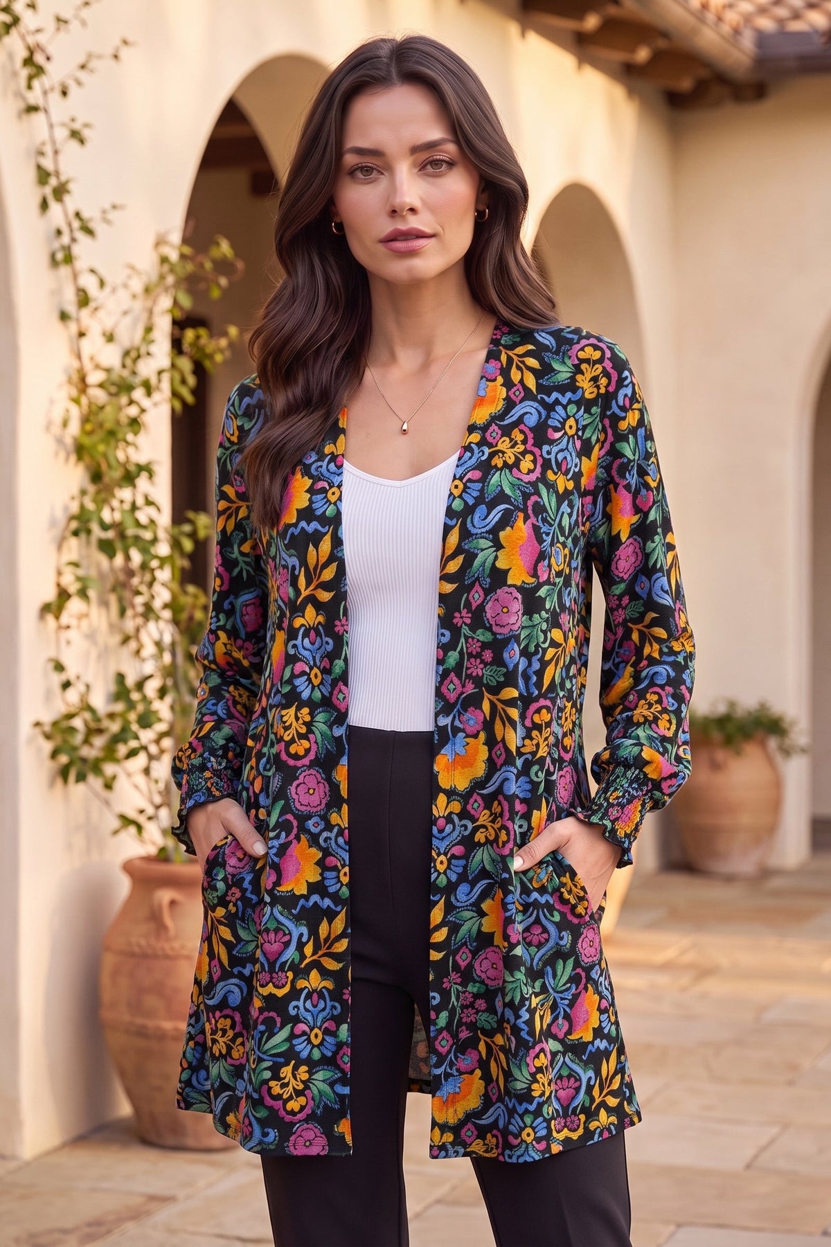 Dear Scarlett Free Spirit Smocked Sleeve Cardigan