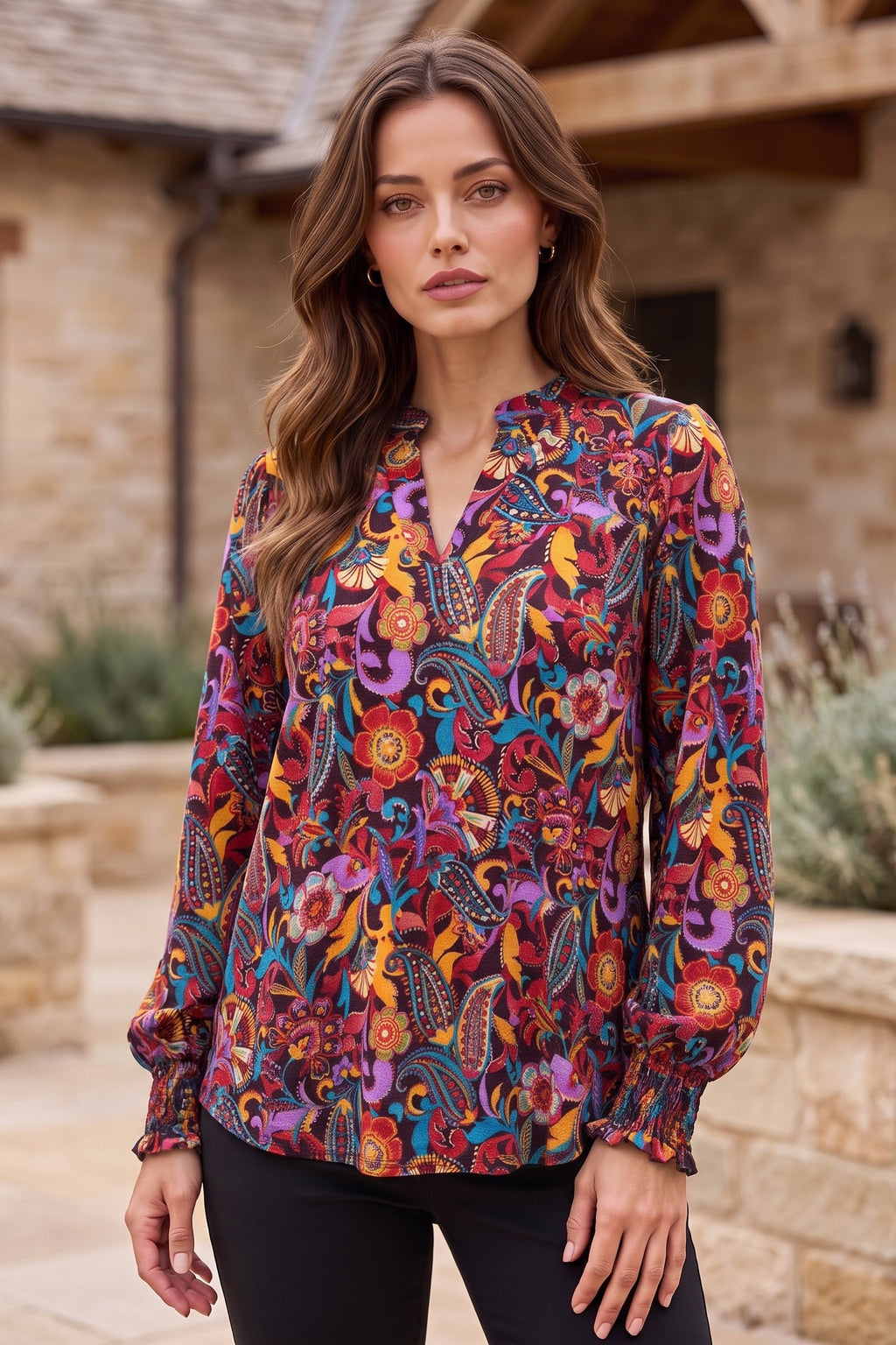 Dear Scarlett Wildflower Paisley Smocked Sleeve Lizzy