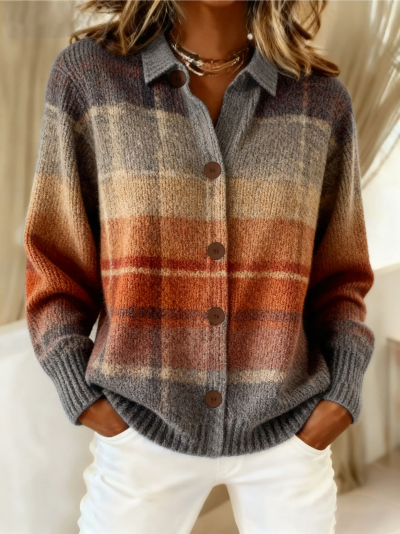 Marcella | Cardigan autunnale a quadri sfumati