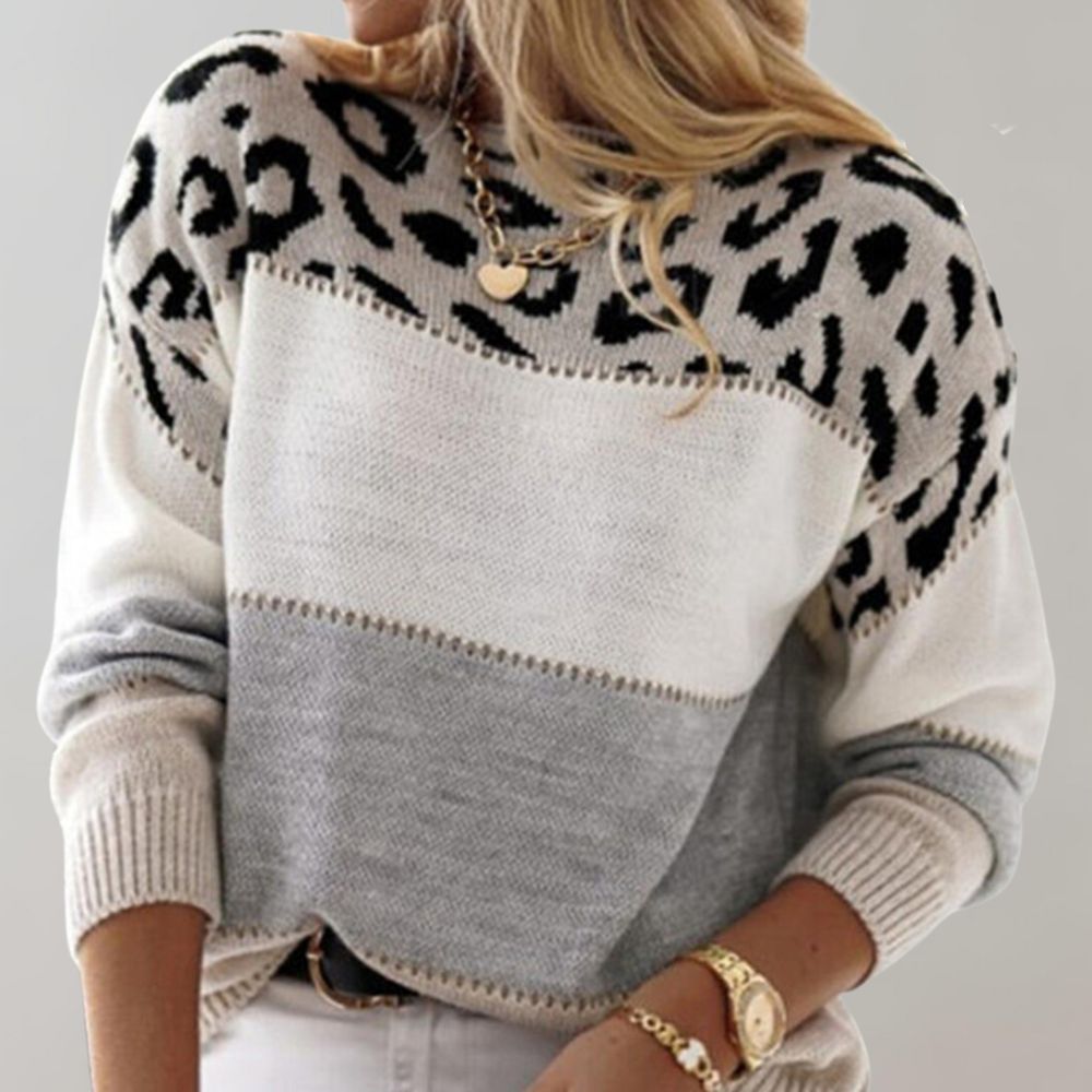 Diane | Maglione in maglia con dettagli leopardati