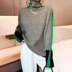 Hazel | Maglione a collo alto con motivo a spina di pesce