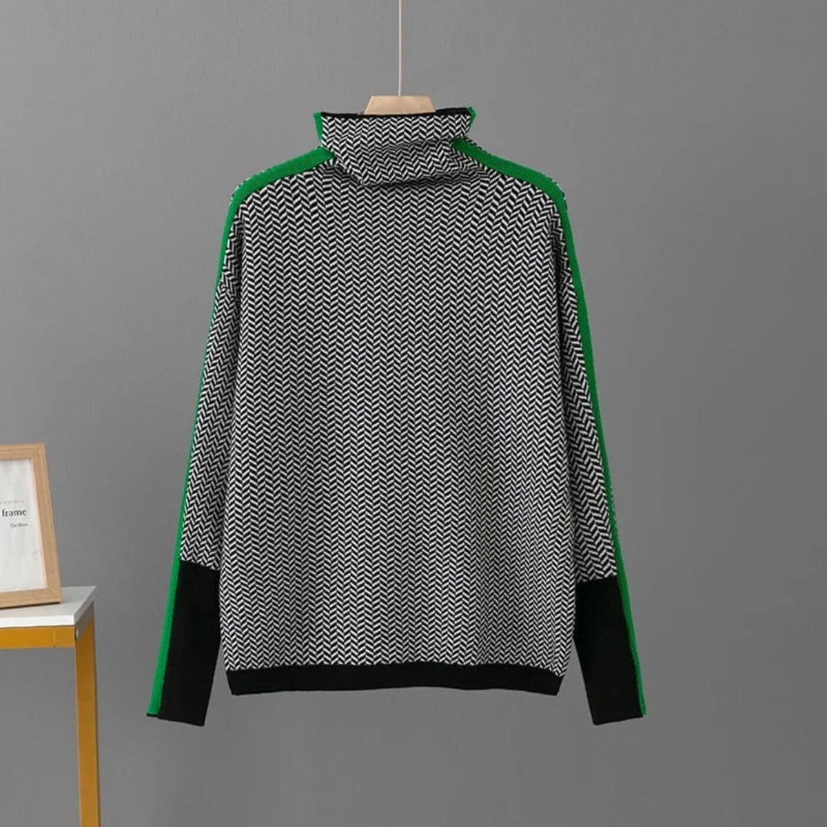 Hazel | Maglione a collo alto con motivo a spina di pesce