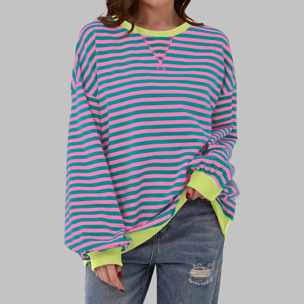 LUKA | Felpa a righe casual a maniche lunghe e girocollo