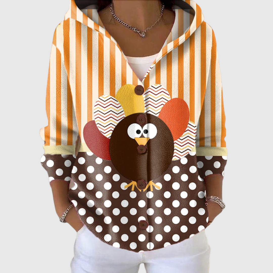 Cardigan comodo in maglia con cappuccio