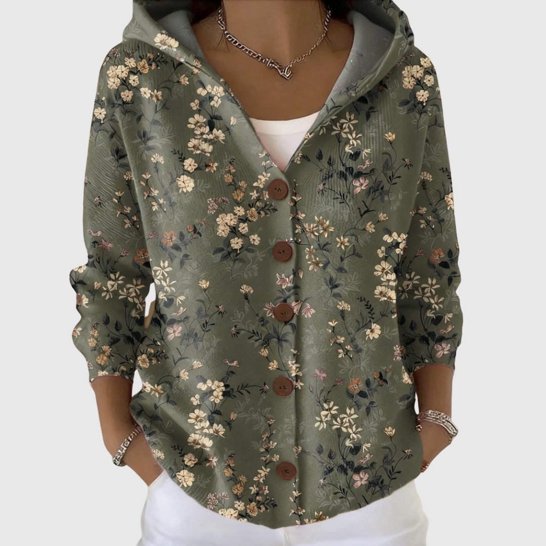 Cardigan comodo in maglia con cappuccio